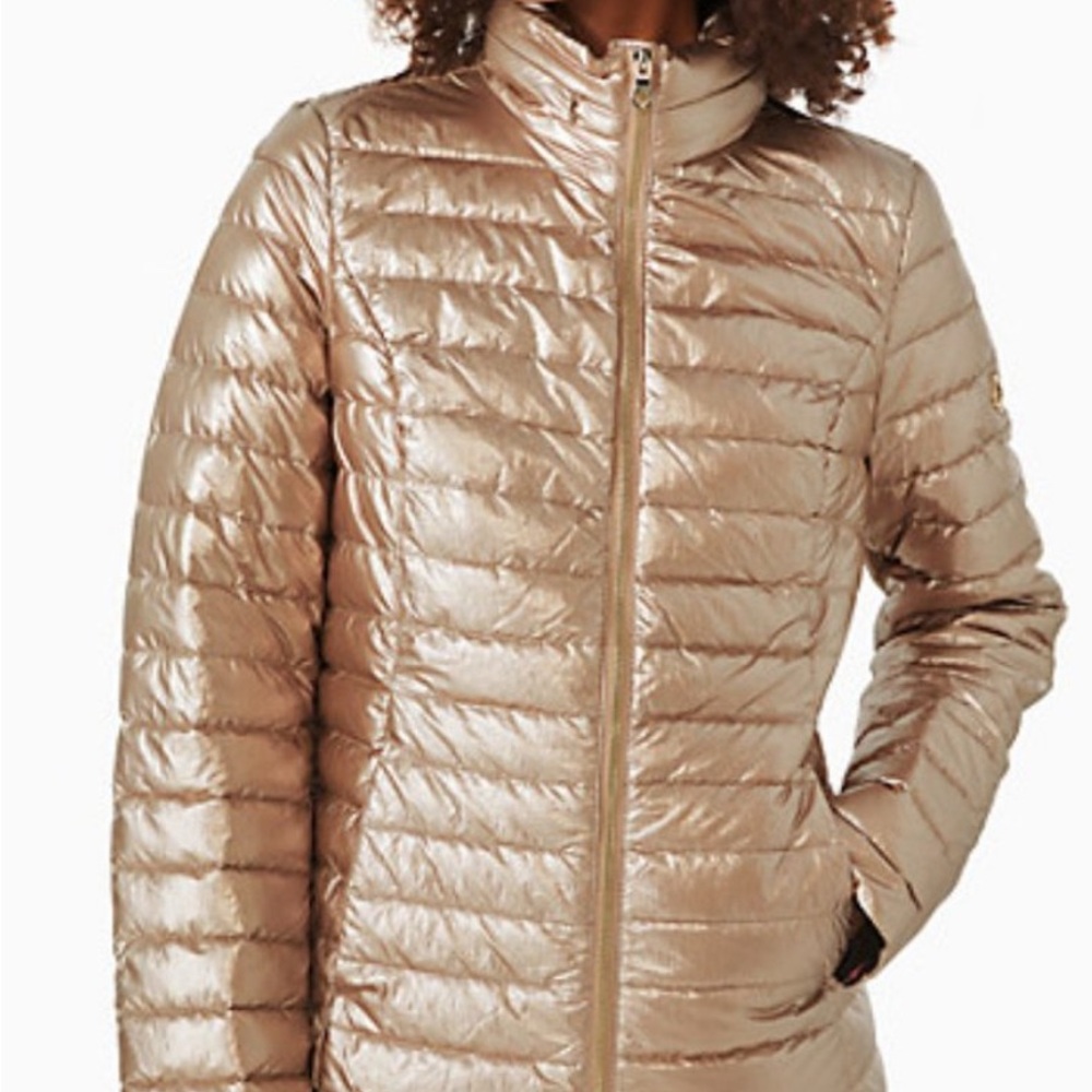Kate Spade Shimmering Rose Gold Puffer Jacket Down